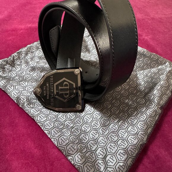 PHILIPP PLEIN Leather Belt Hexagon, Size 115 - Picture 11 of 17